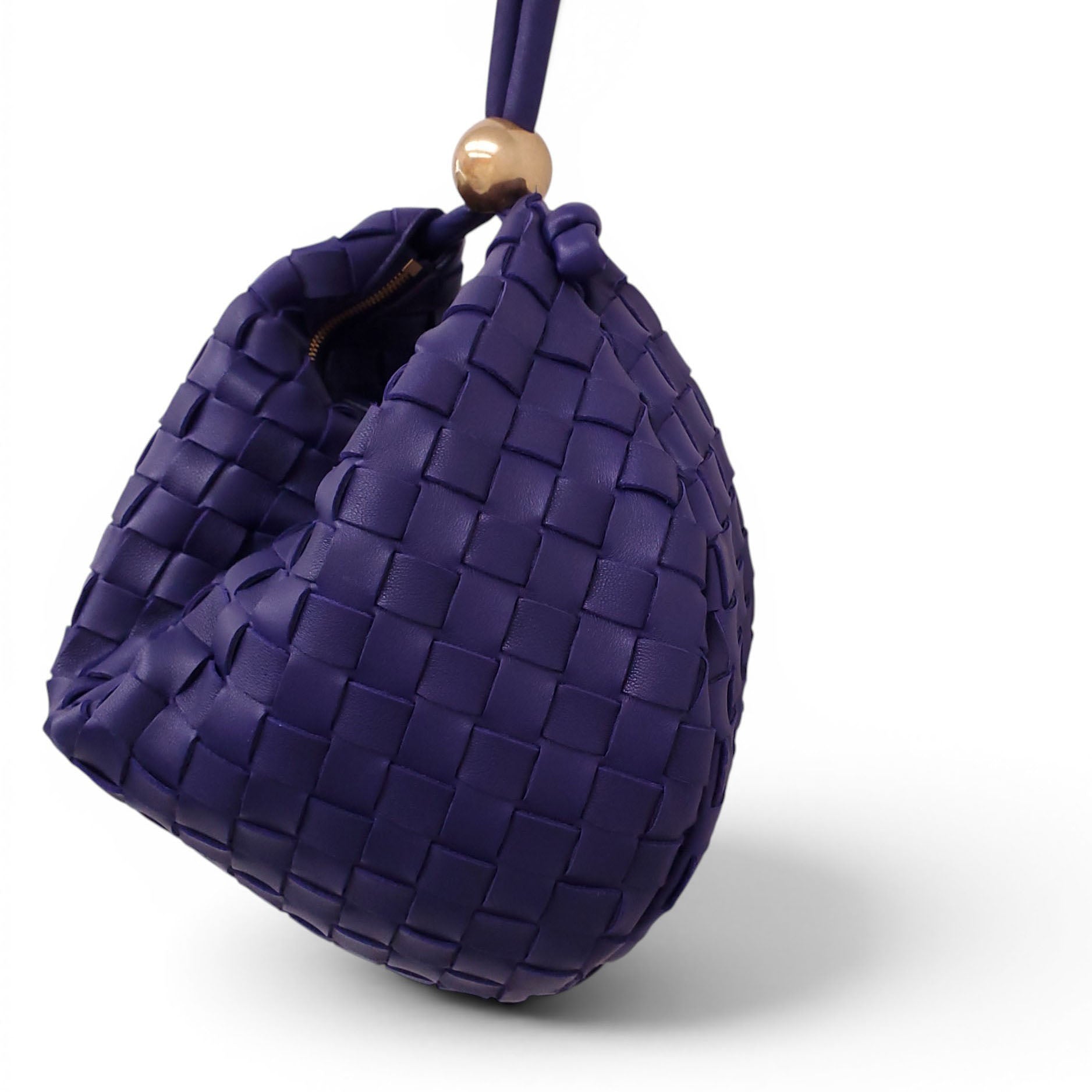 BOTTEGA VENETA PURPLE MEDIUM TURN INTRECCIATO LEATHER SHOULDER BAG