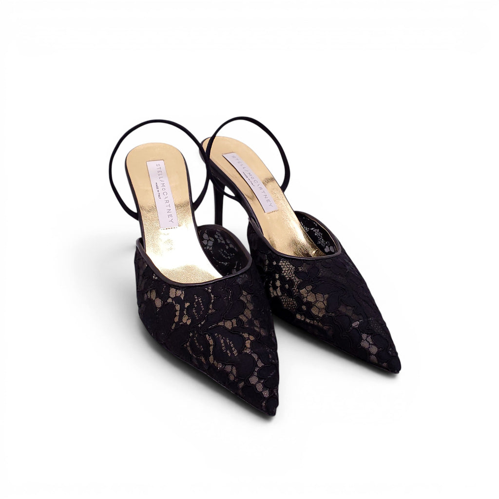 STELLA MCCARTNEY BLACK LACE HEELS - SIZE 38.5