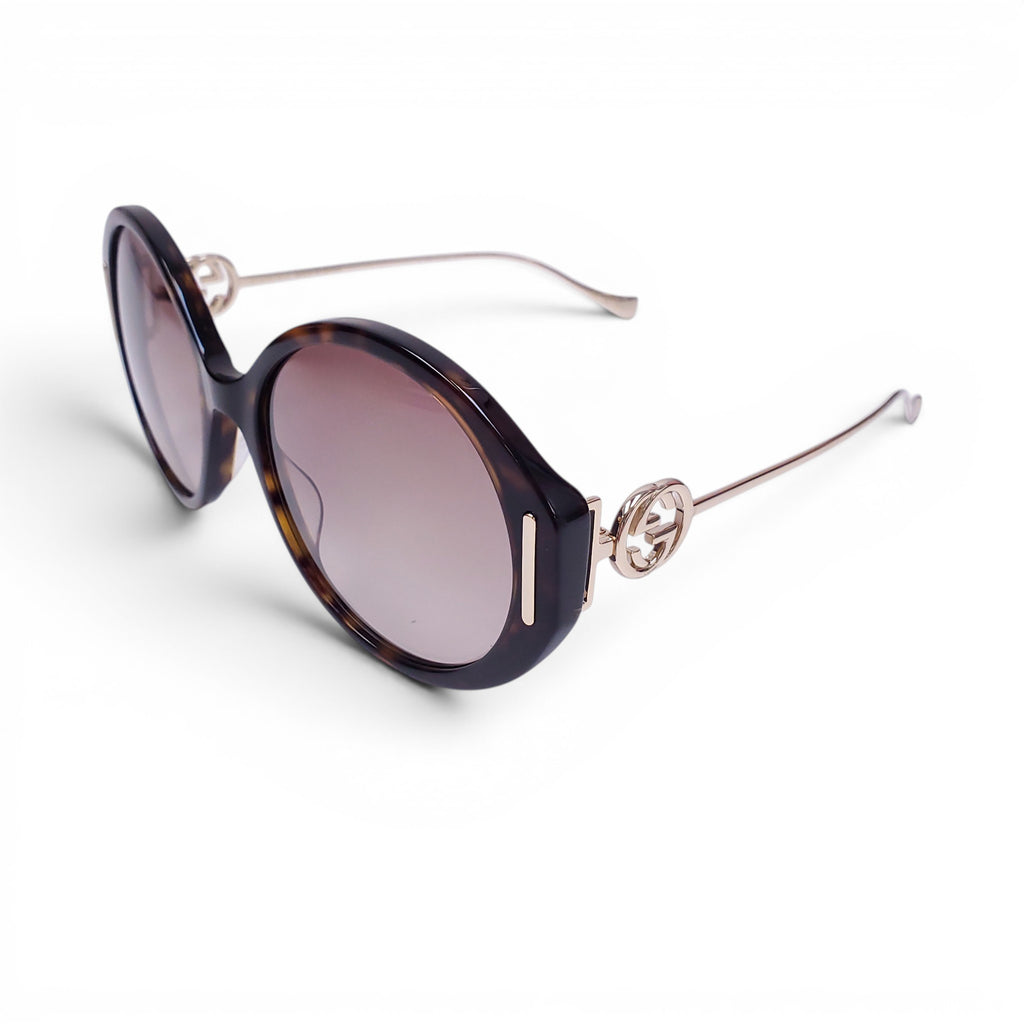 GUCCI BROWN ROUND SUNGLASSES WITH LOGO