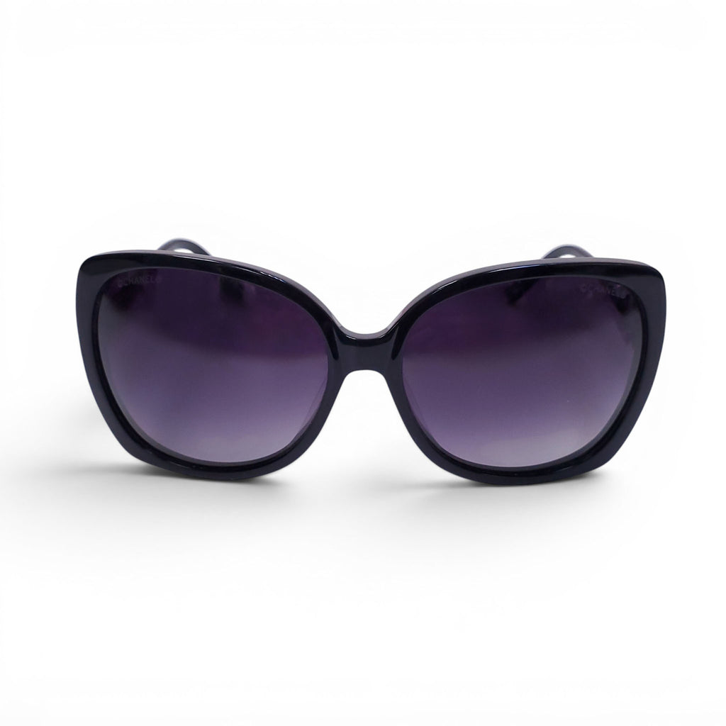 CHANEL BLACK LARGE SQUARE SUNGLASSES WITH LOGO