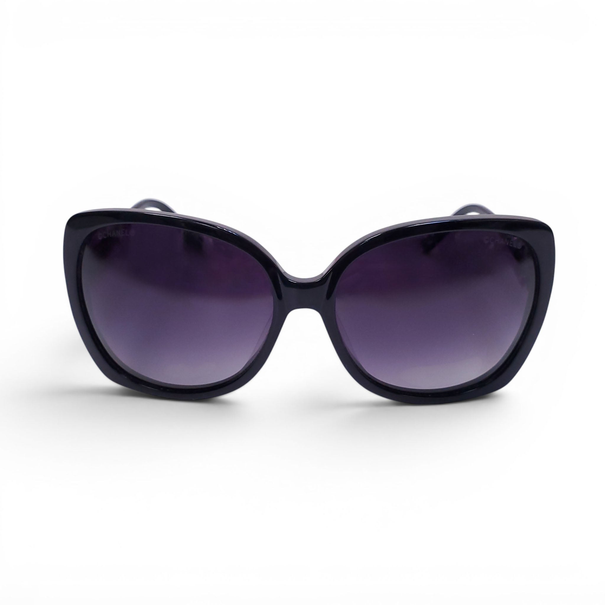 CHANEL BLACK LARGE SQUARE SUNGLASSES WITH LOGO