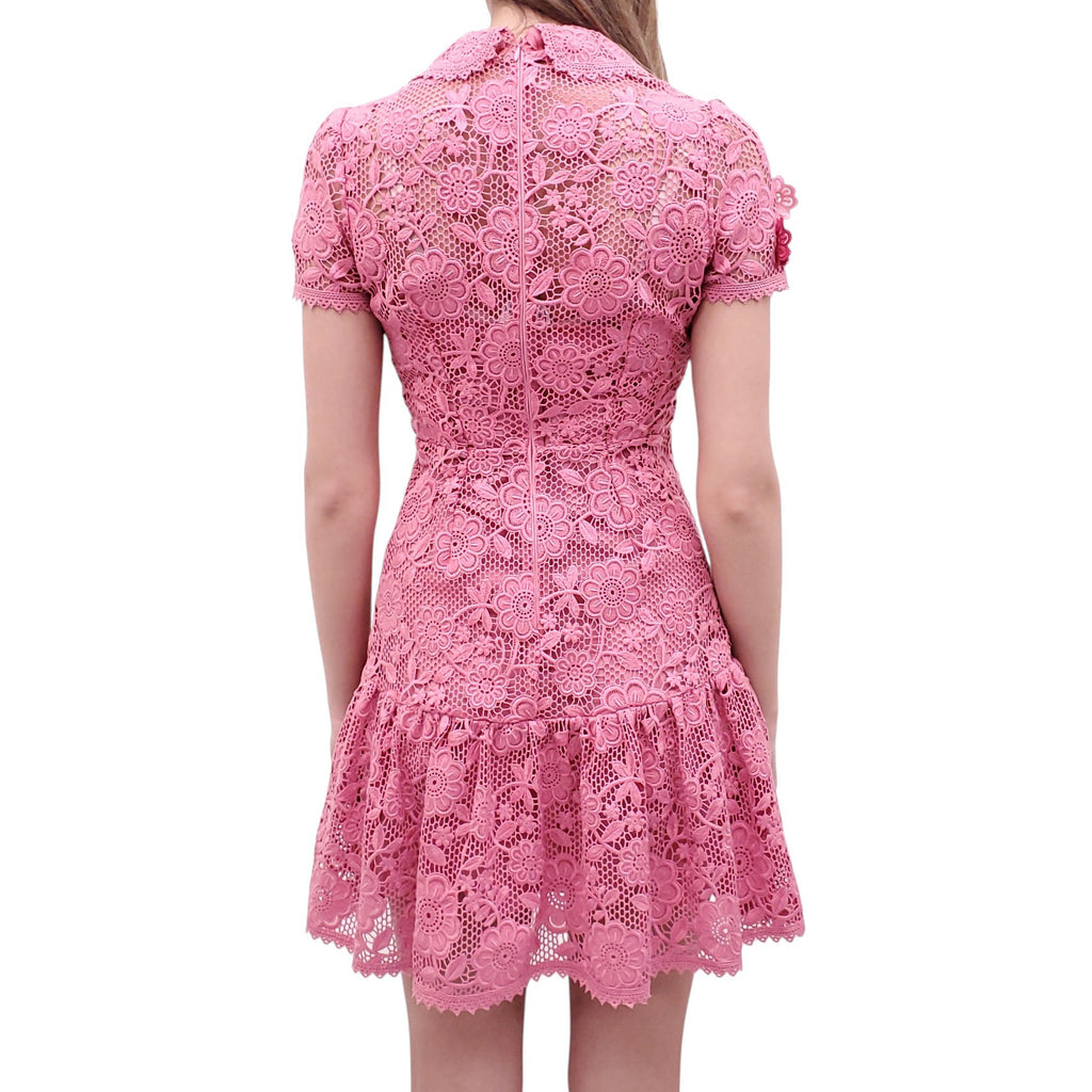 RED VALENTINO PINK FLORAL EMBROIDERED EYELET DRESS - SIZE 38
