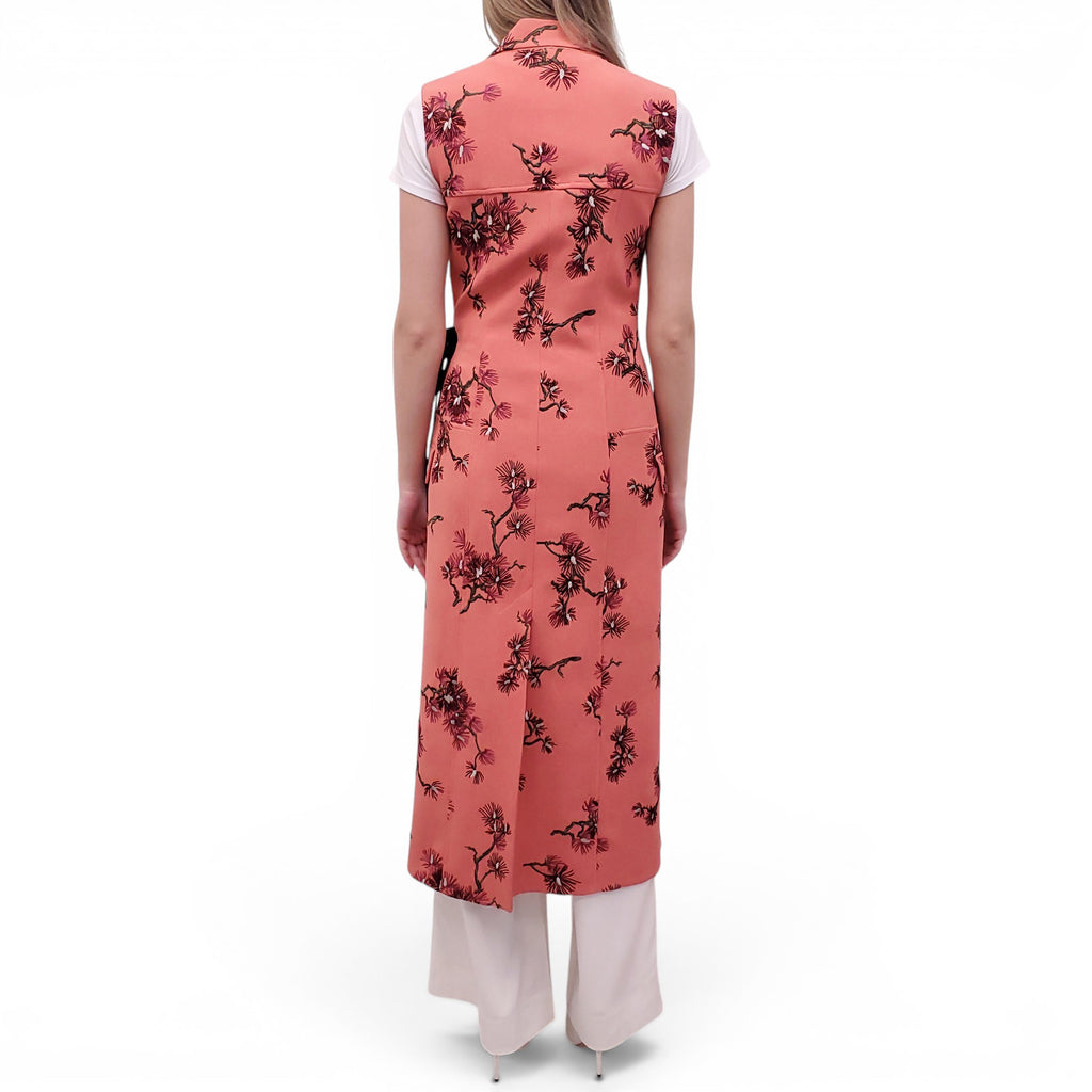 ERDEM CORAL FLORAL EMBROIDERED SLEEVELESS COAT - SIZE 4