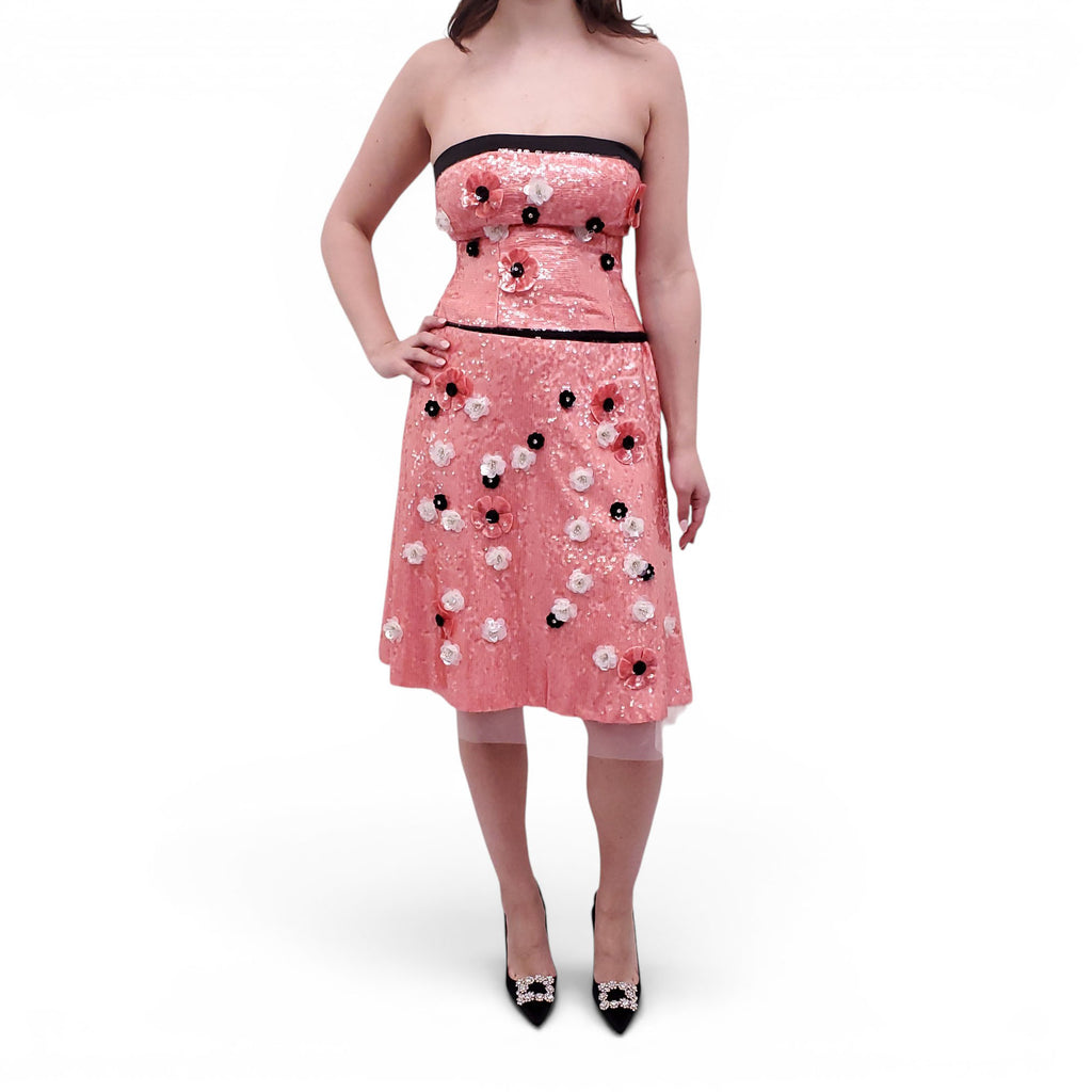 GUIZIO PINK SEQUIN FLORAL SKIRT SET - SIZE M/L