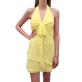 BLUMARINE YELLOW SILK RUFFLE HALTER DRESS - SIZE 6
