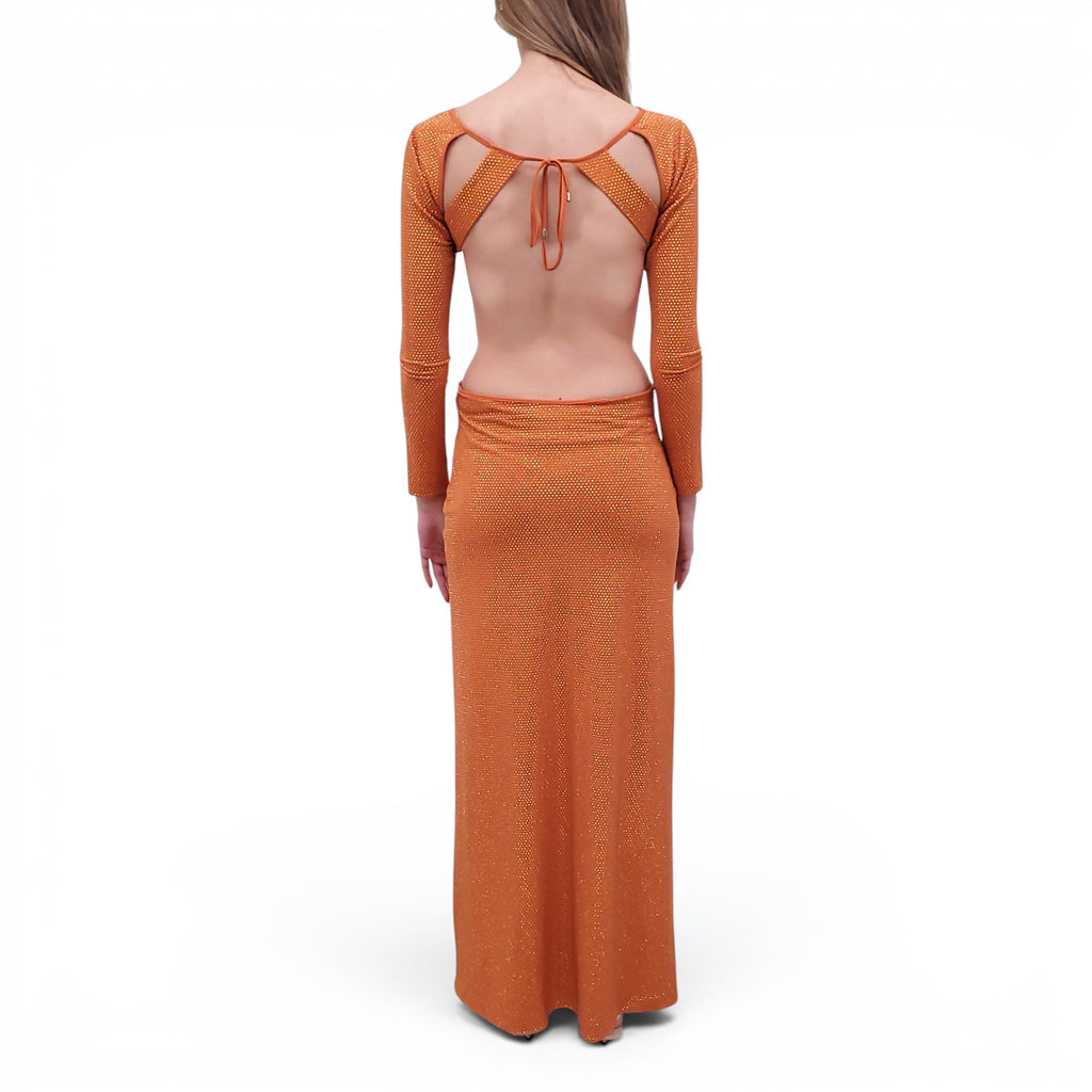CULT GAIA ORANGE ORANGE CRYSTAL DRESS - SIZE XS