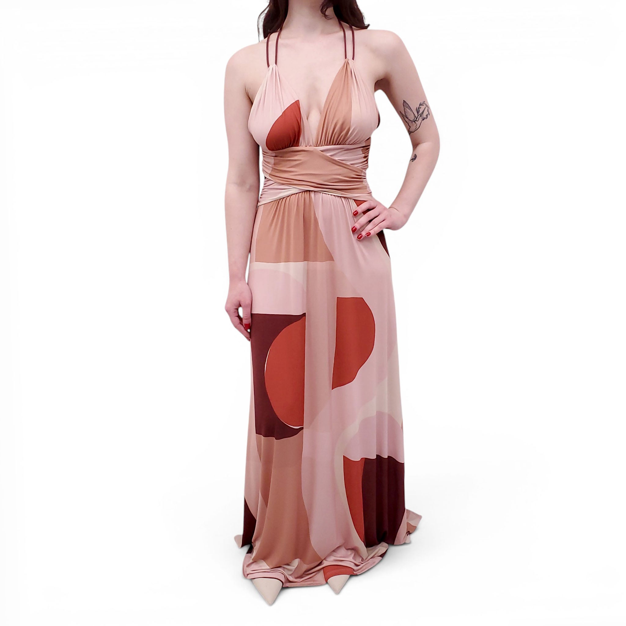 BA&SH PATTERNED HALTER DRESS - SIZE S