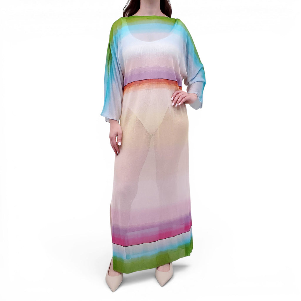MISSONI MULTICOLOURED OMBRE COVER-UP MESH DRESS - SIZE M