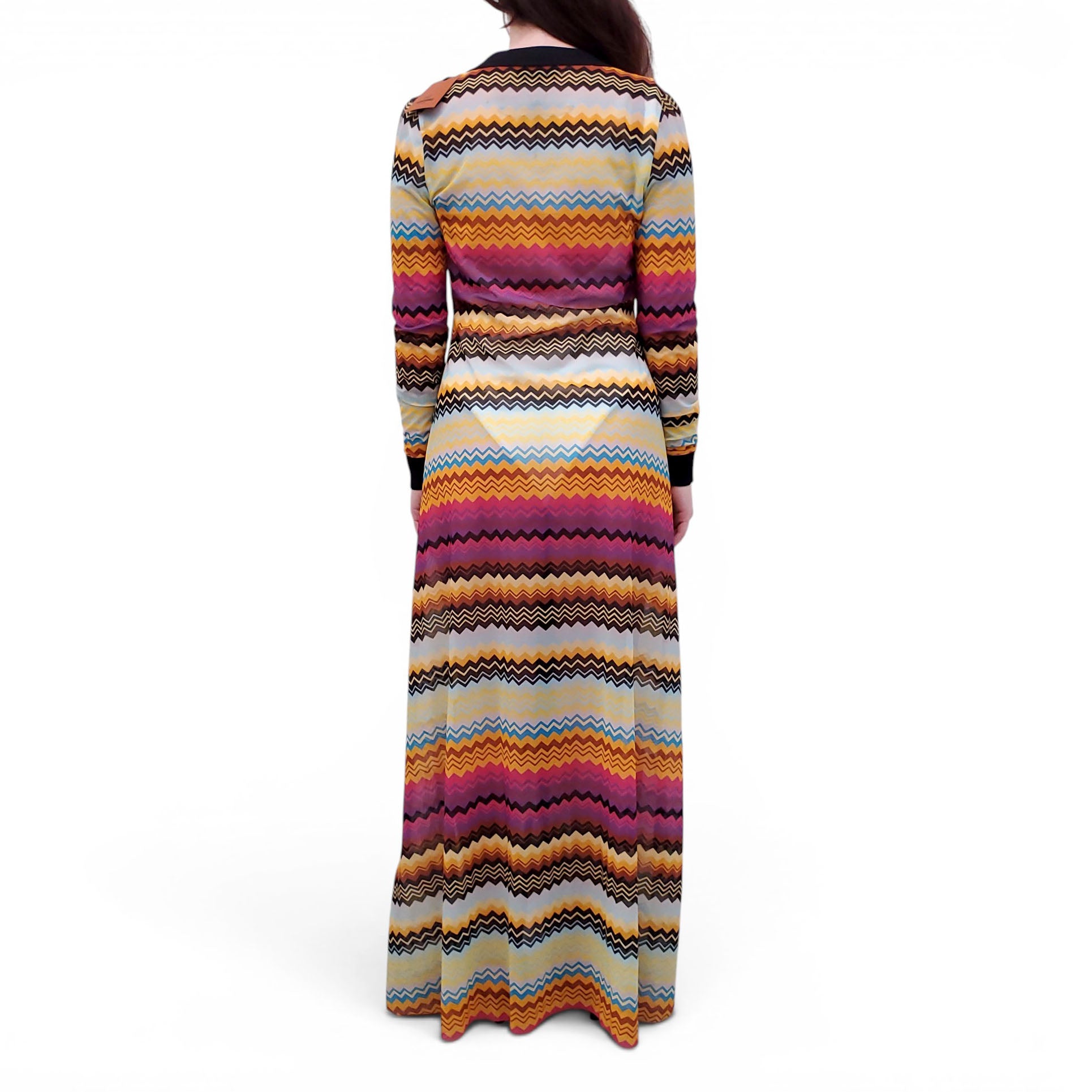 MISSONI ZIGZAG PATTERNED MAXI MESH COVER-UP DRESS - SIZE 42