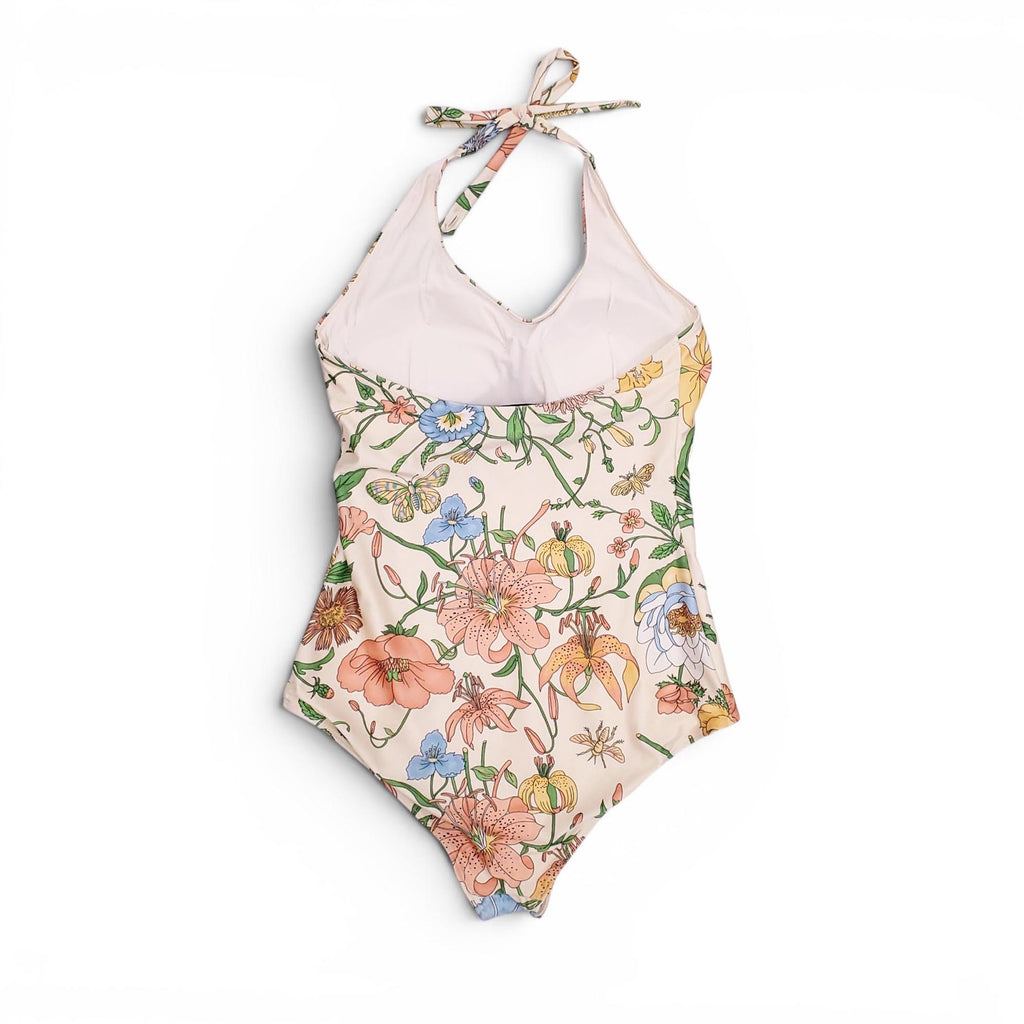 GUCCI LOGO FLORAL SWIMSUIT - SIZE XS