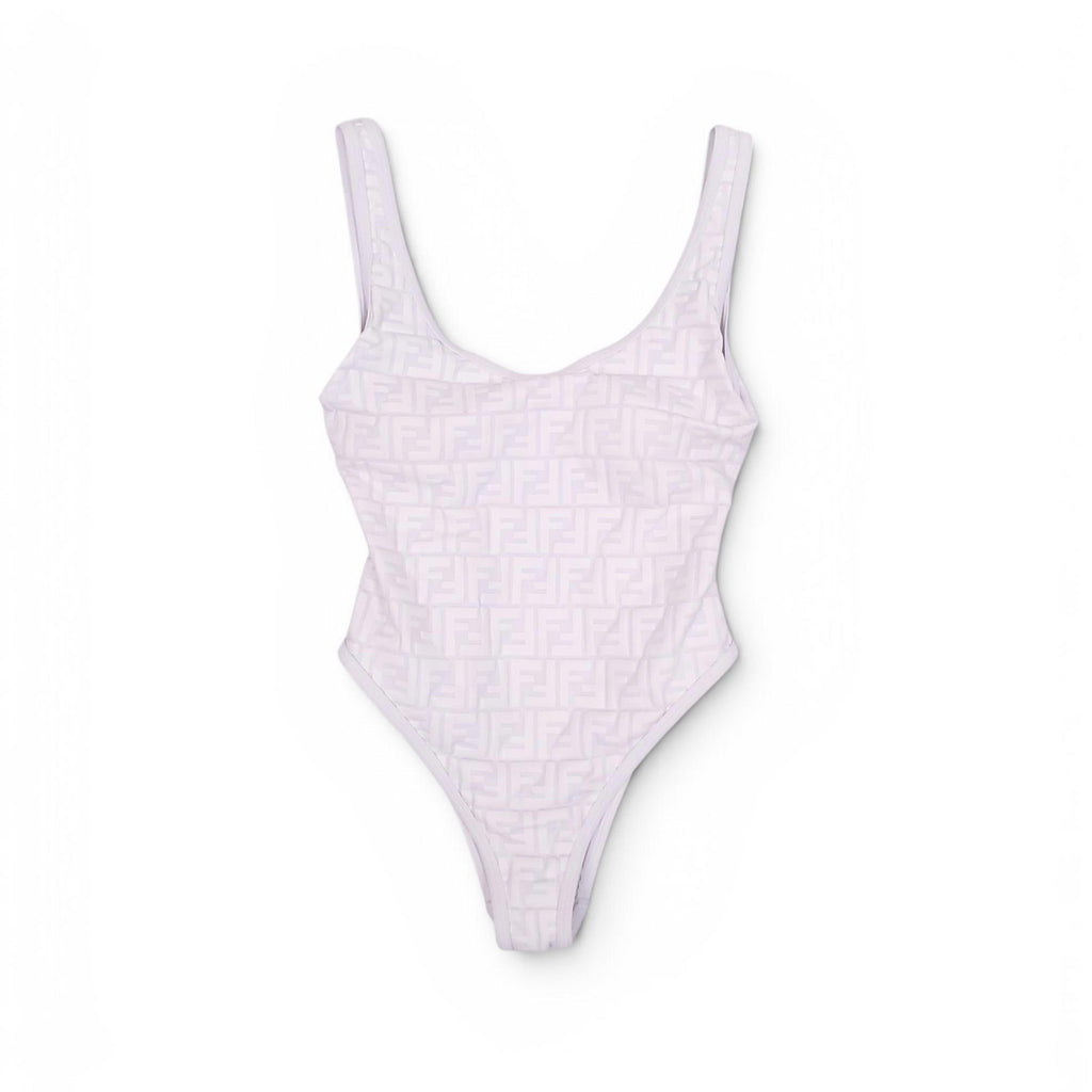 FENDI WHITE LOGO SWIMSUIT - SIZE XS