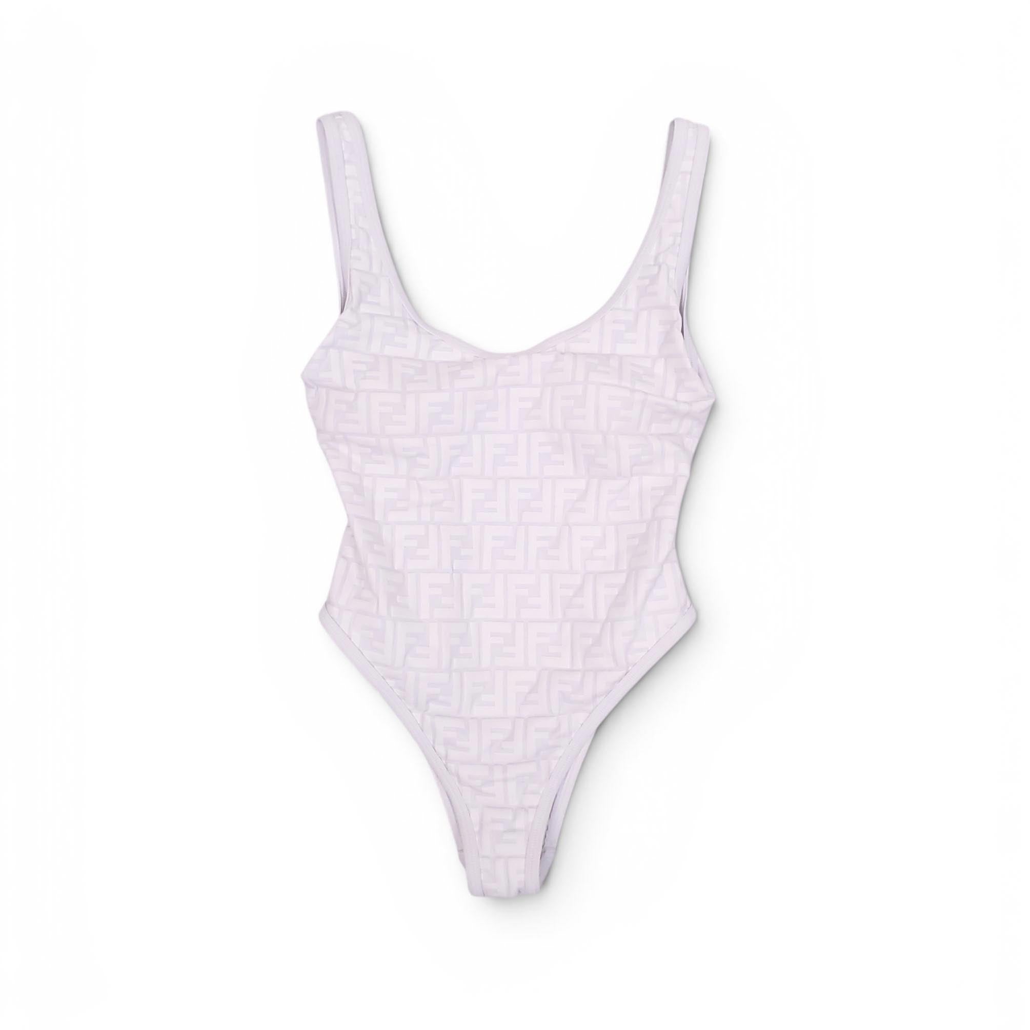 FENDI WHITE LOGO SWIMSUIT - SIZE XS