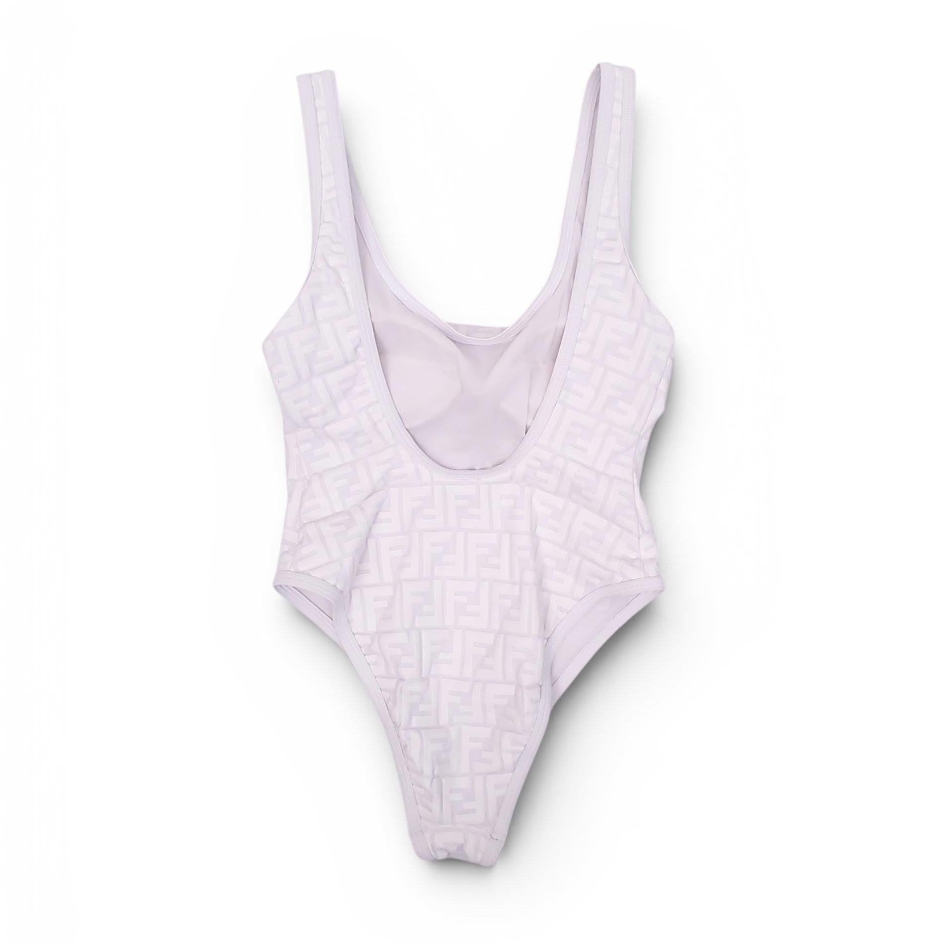 FENDI WHITE LOGO SWIMSUIT - SIZE XS