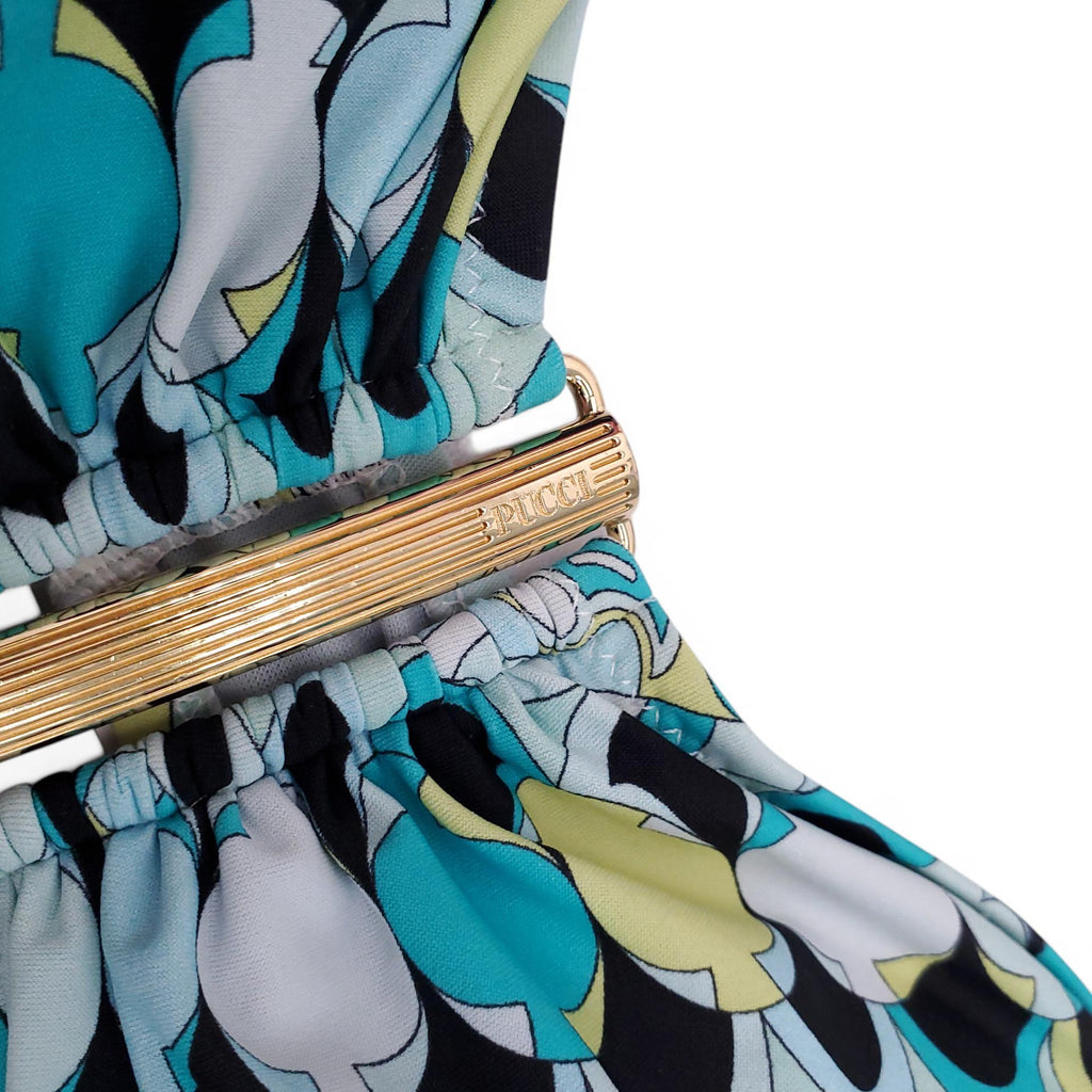 EMILIO PUCCI TURQUOISE AND YELLOW PATTERNED BIKINI - SIZE 40