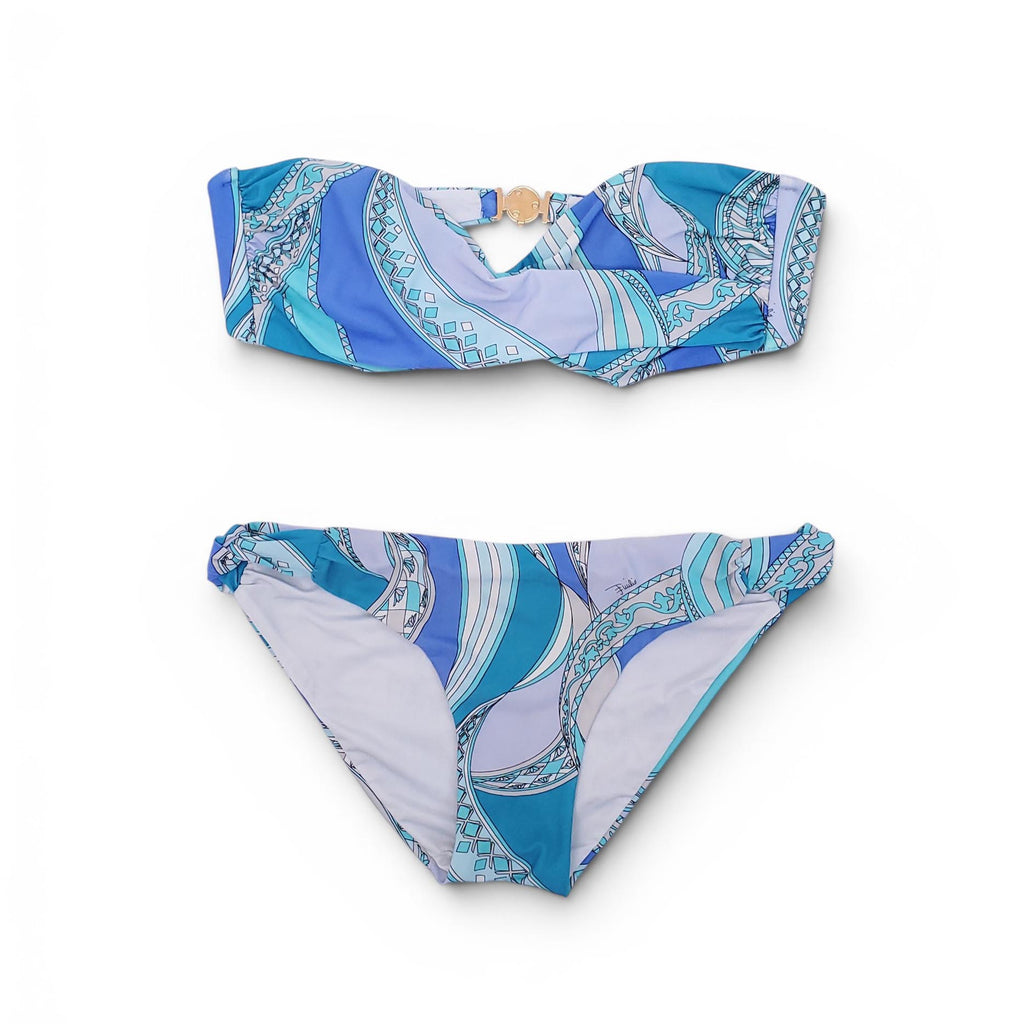 EMILIO PUCCI TURQUOISE PATTERNED SWIMSUIT - SIZE 40
