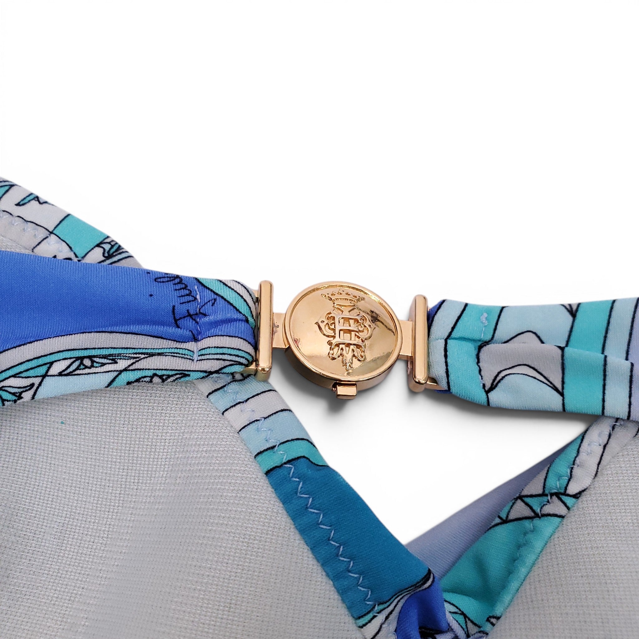 EMILIO PUCCI TURQUOISE PATTERNED SWIMSUIT - SIZE 40