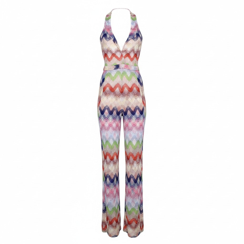 MISSONI MULTICOLOURED CROCHET-KNIT JUMPSUIT - SIZE 38