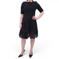 OSCAR DE LA RENTA BLACK DRESS WITH EYELET HEM DETAIL - SIZE L