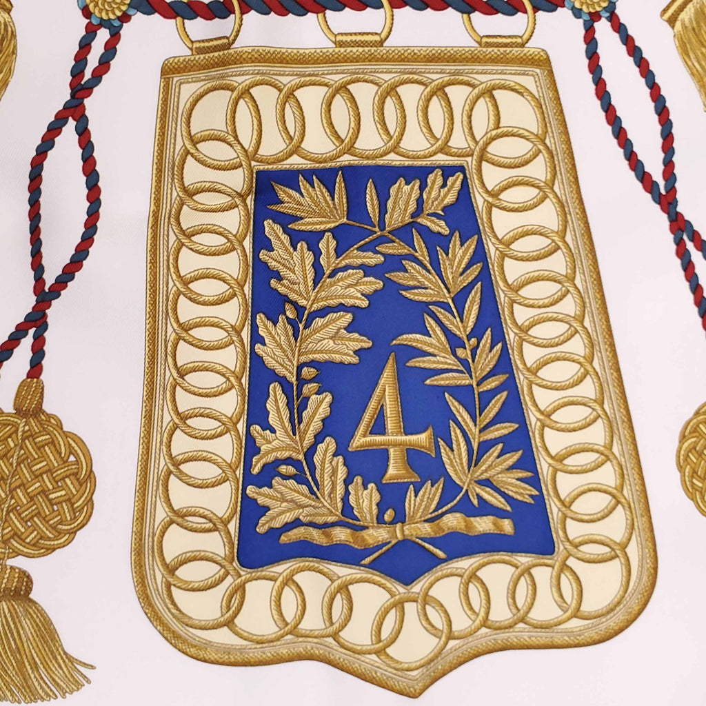 HERMÈS CREAM AND GOLD ‘POSTE ET CAVALERIE’ SILK SCARF
