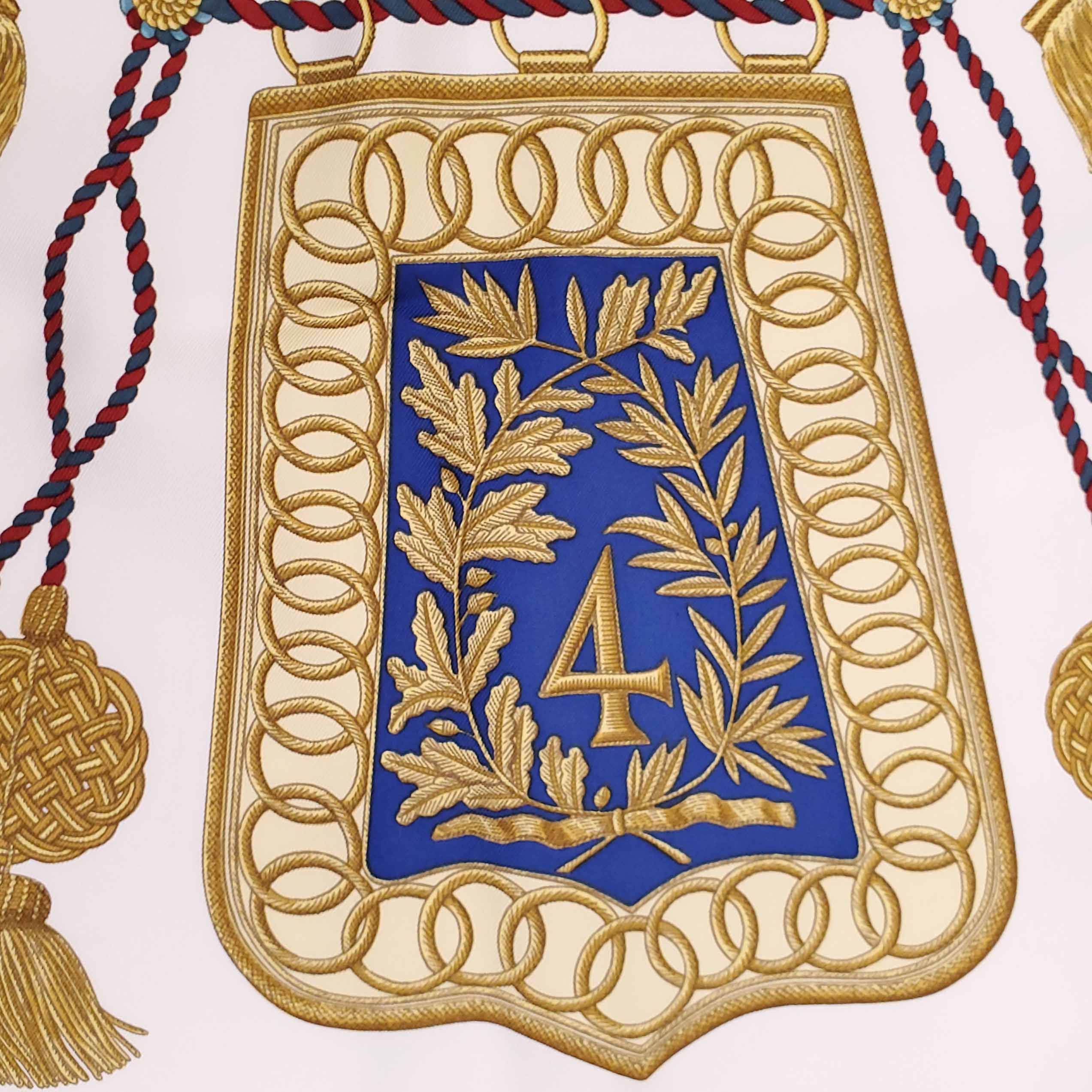HERMÈS CREAM AND GOLD ‘POSTE ET CAVALERIE’ SILK SCARF