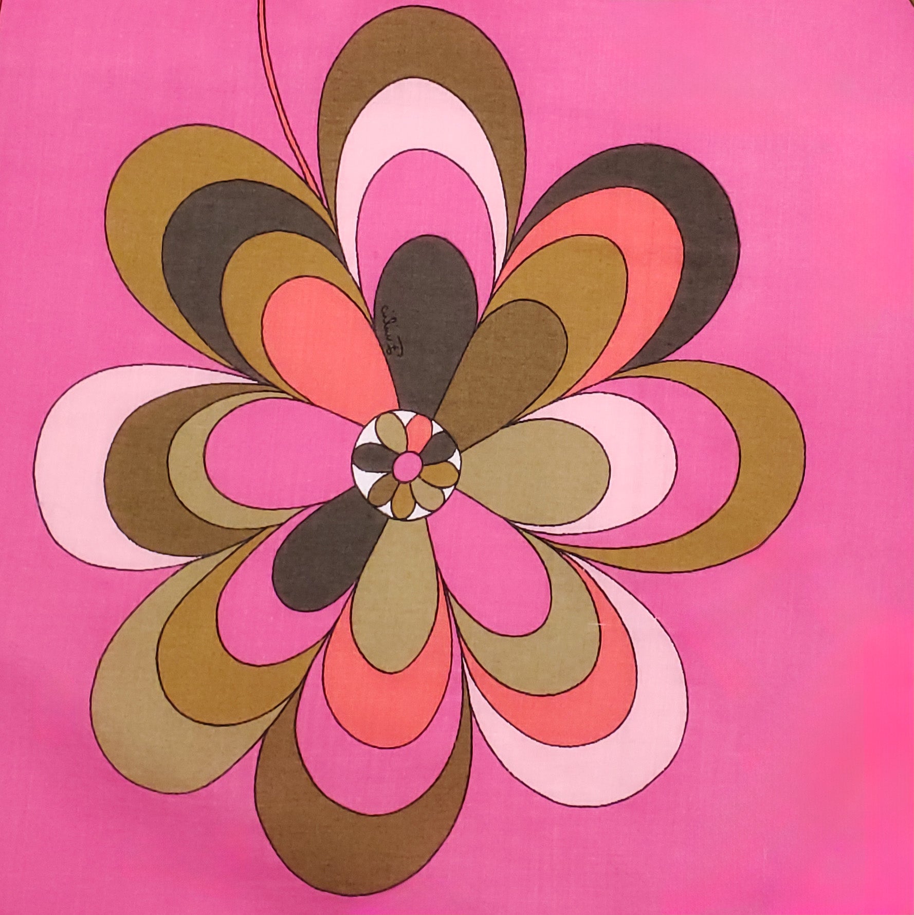 EMILIO PUCCI PINK AND BROWN FLORAL PATTERNED SCARF