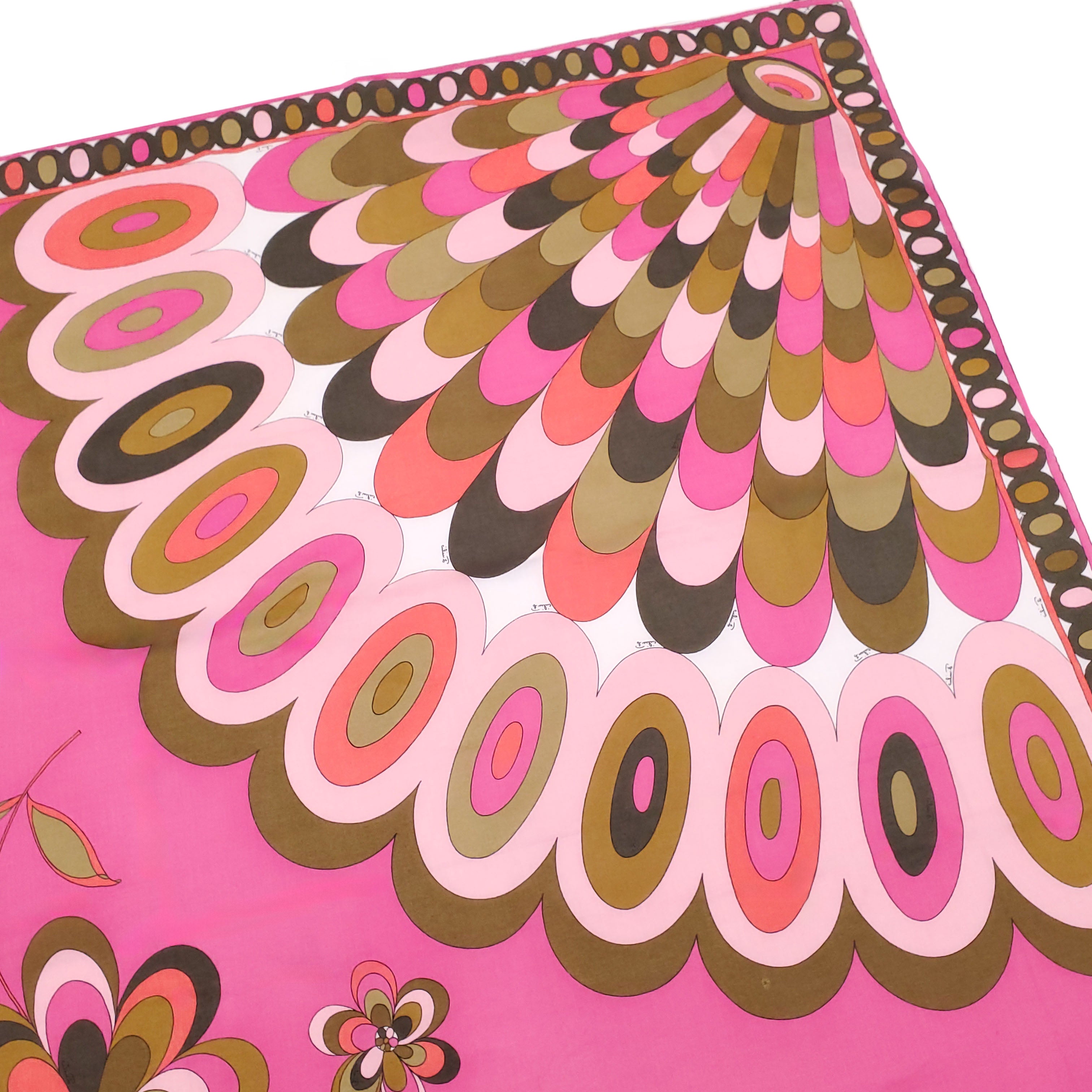 EMILIO PUCCI PINK AND BROWN FLORAL PATTERNED SCARF