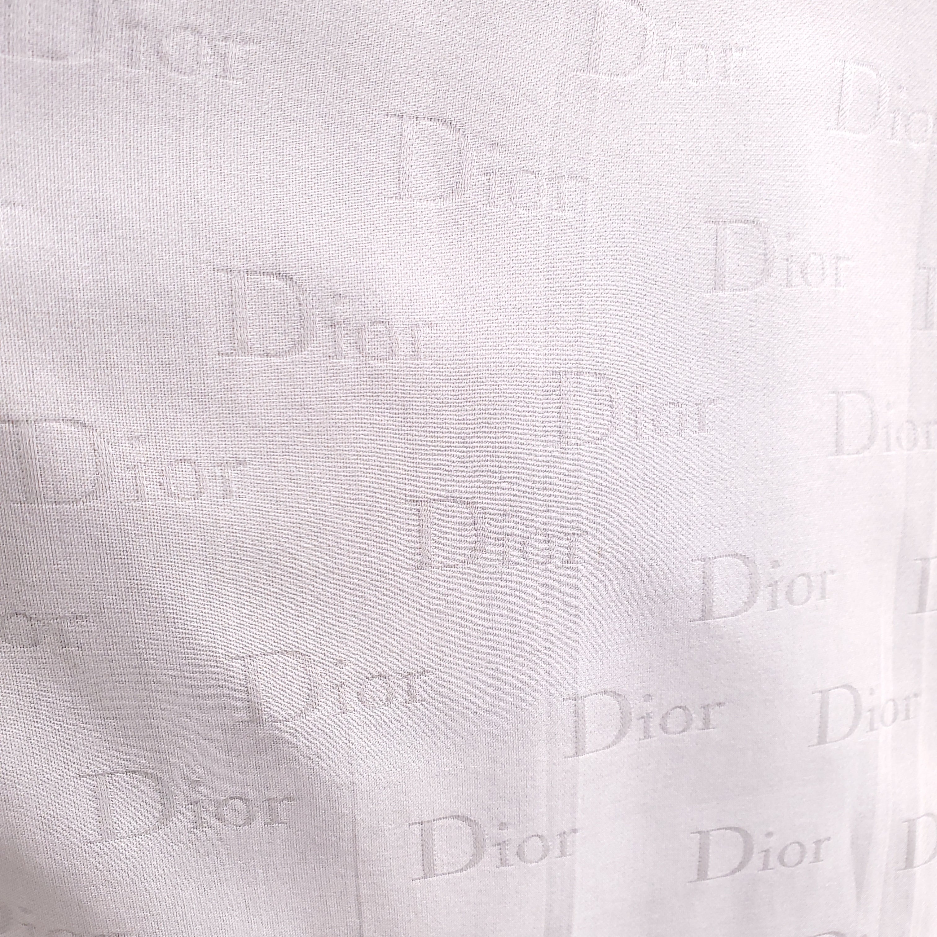 CHRISTIAN DIOR CREAM SILK LOGO SCARF