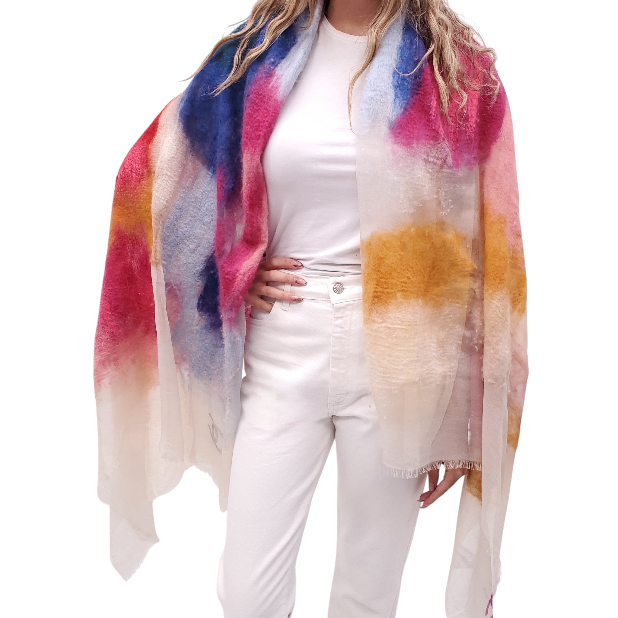 CHANEL MULTICOLOURED CC LOGO WOOL SCARF