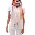 CHANEL MULTICOLOURED CC LOGO WOOL SCARF