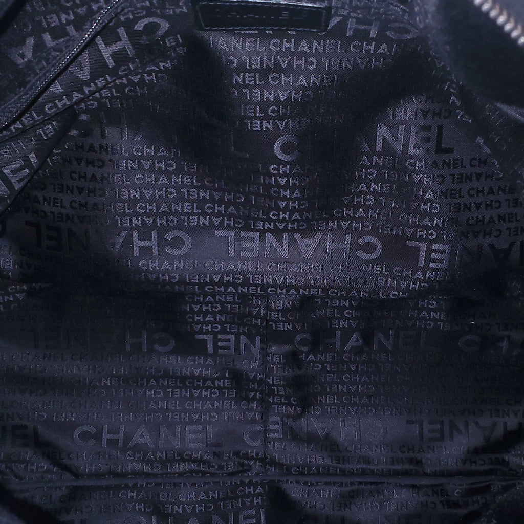 CHANEL BLACK NYLON QUILTED BOWLER BAG