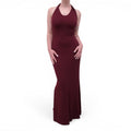 TOVE BURGUNDY 'ELEANOR' TWIST DETAIL MAXI DRESS - SIZE 38
