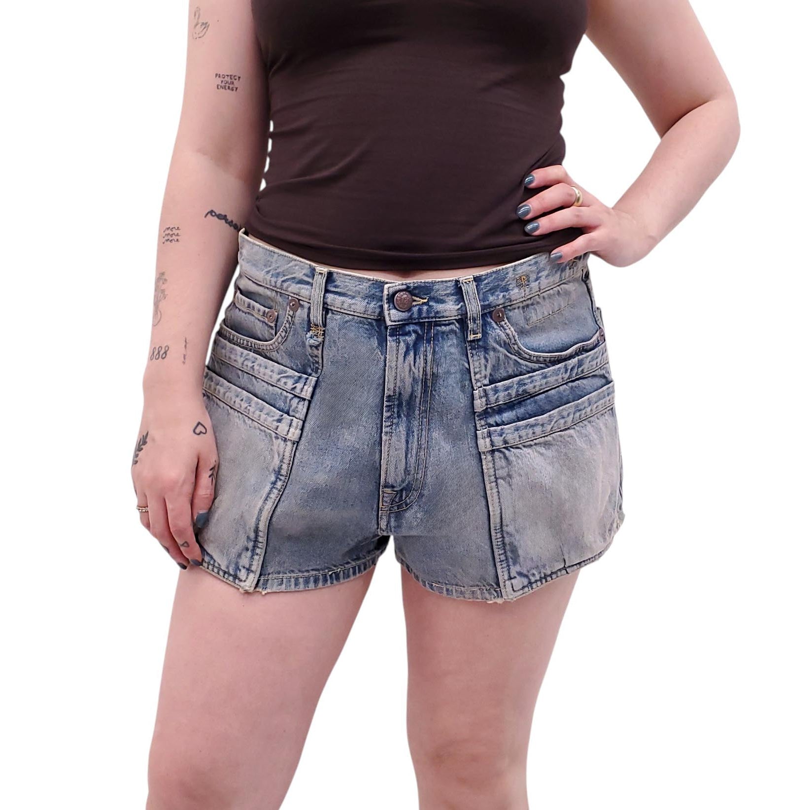 R13 MULTIPOCKET DENIM SHORTS - SIZE 29