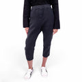 NILI LOTAN BLACK DROP CROTCH ELASTIC-WAIST PANTS - SIZE S