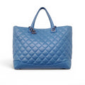 CHANEL BLUE LEATHER TOTE BAG