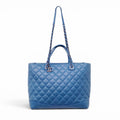CHANEL BLUE LEATHER TOTE BAG