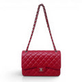 CHANEL RED CAVIAR LEATHER FLAP BAG