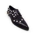 DOLCE & GABBANA BLACK PATENT PEARL OXFORDS - SIZE 40.5