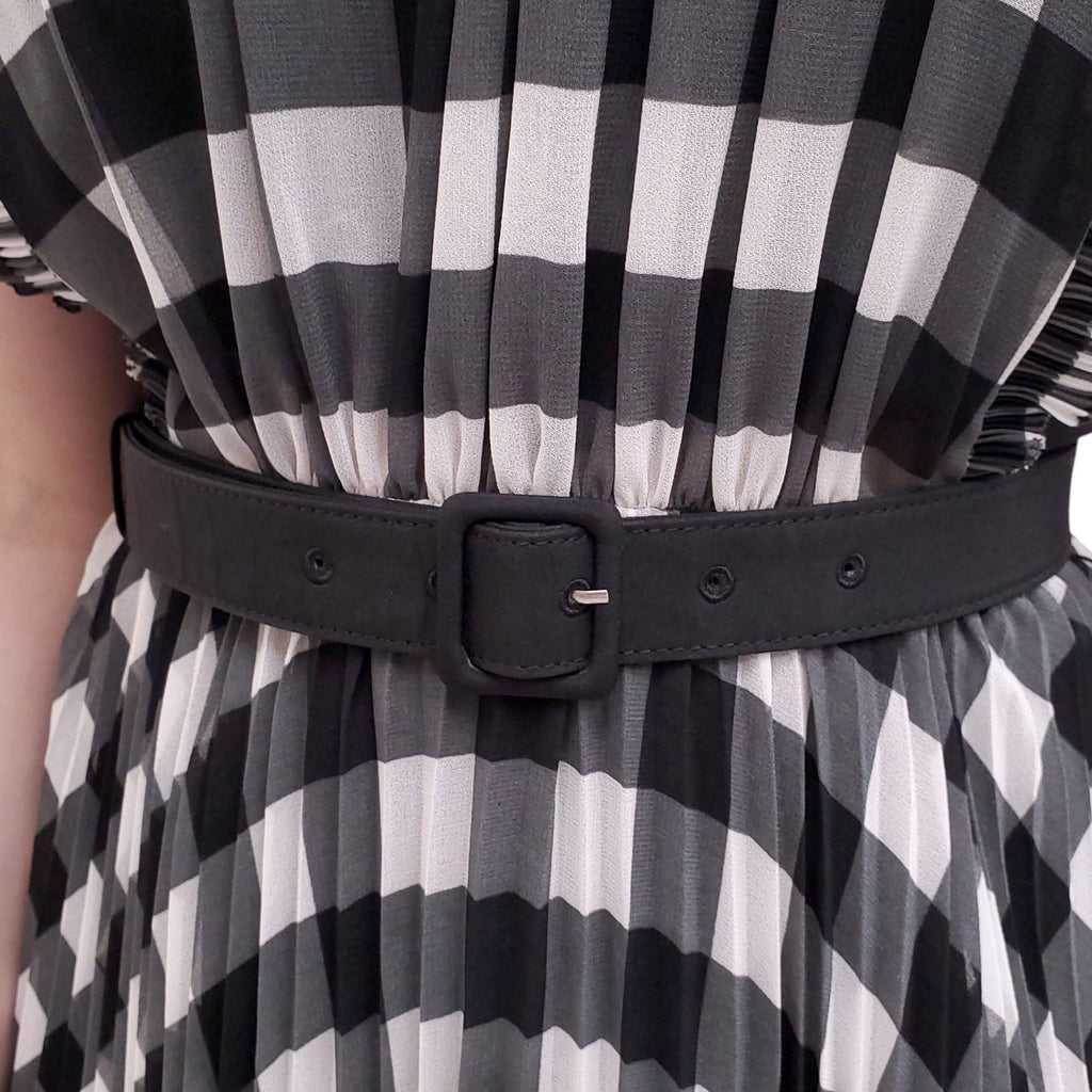 SELF-PORTRAIT BLACK AND WHITE GINGHAM PRINTED DRESS - SIZE US 6