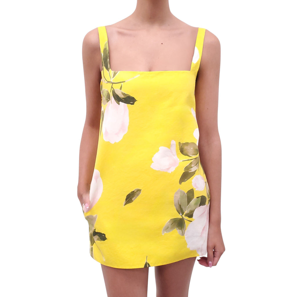 VALENTINO YELLOW VINTAGE ROSE PRINT ROMPER - SIZE 40