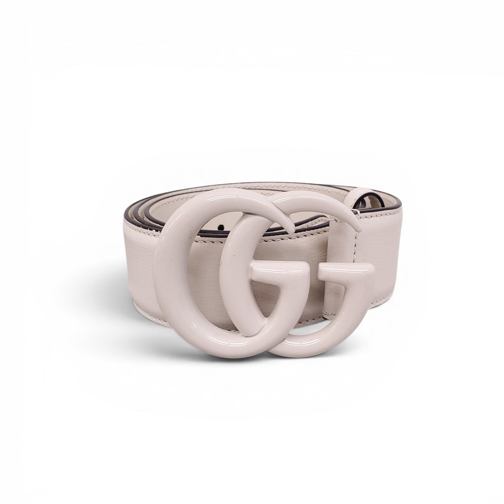 GUCCI CREAM MARMONT LOGO BELT - SIZE 80