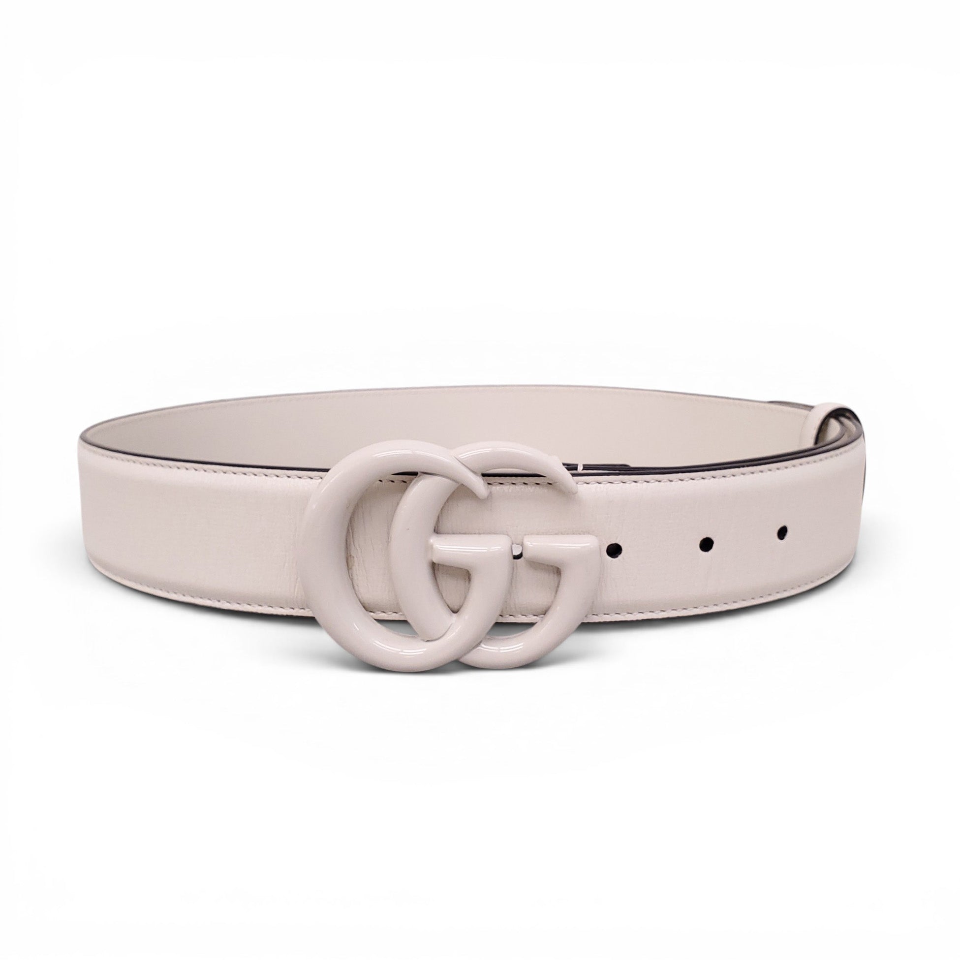 GUCCI CREAM MARMONT LOGO BELT - SIZE 80