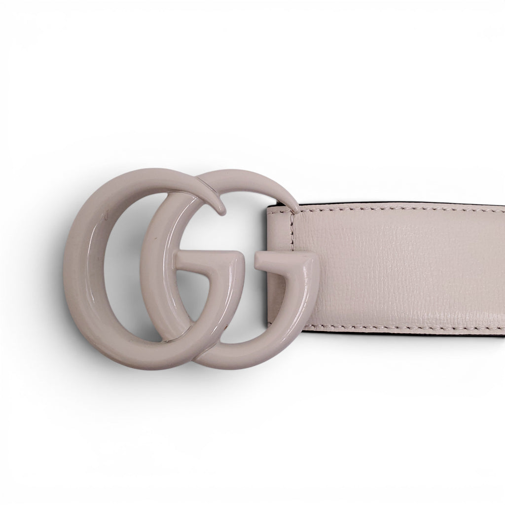 GUCCI CREAM MARMONT LOGO BELT - SIZE 80