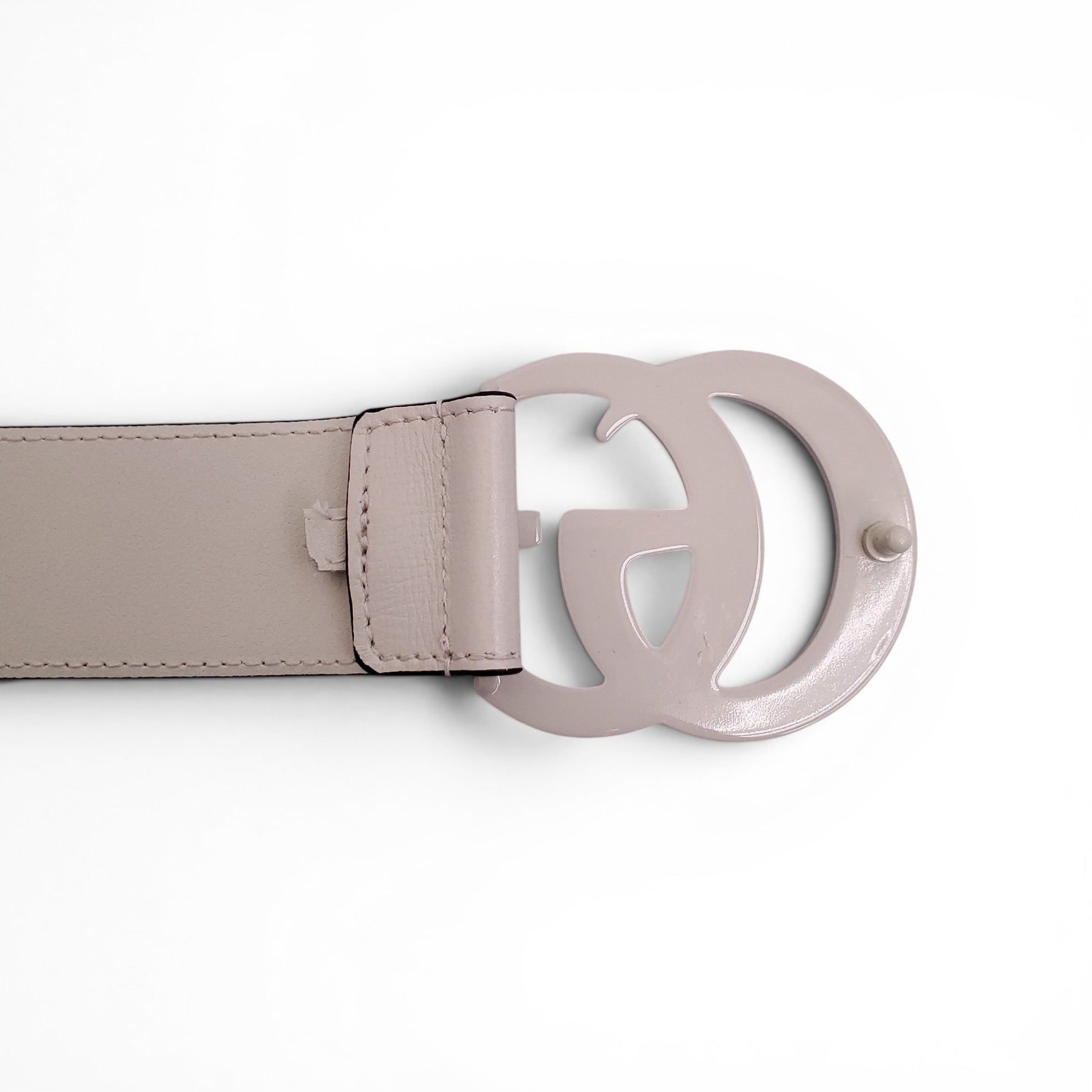 GUCCI CREAM MARMONT LOGO BELT - SIZE 80