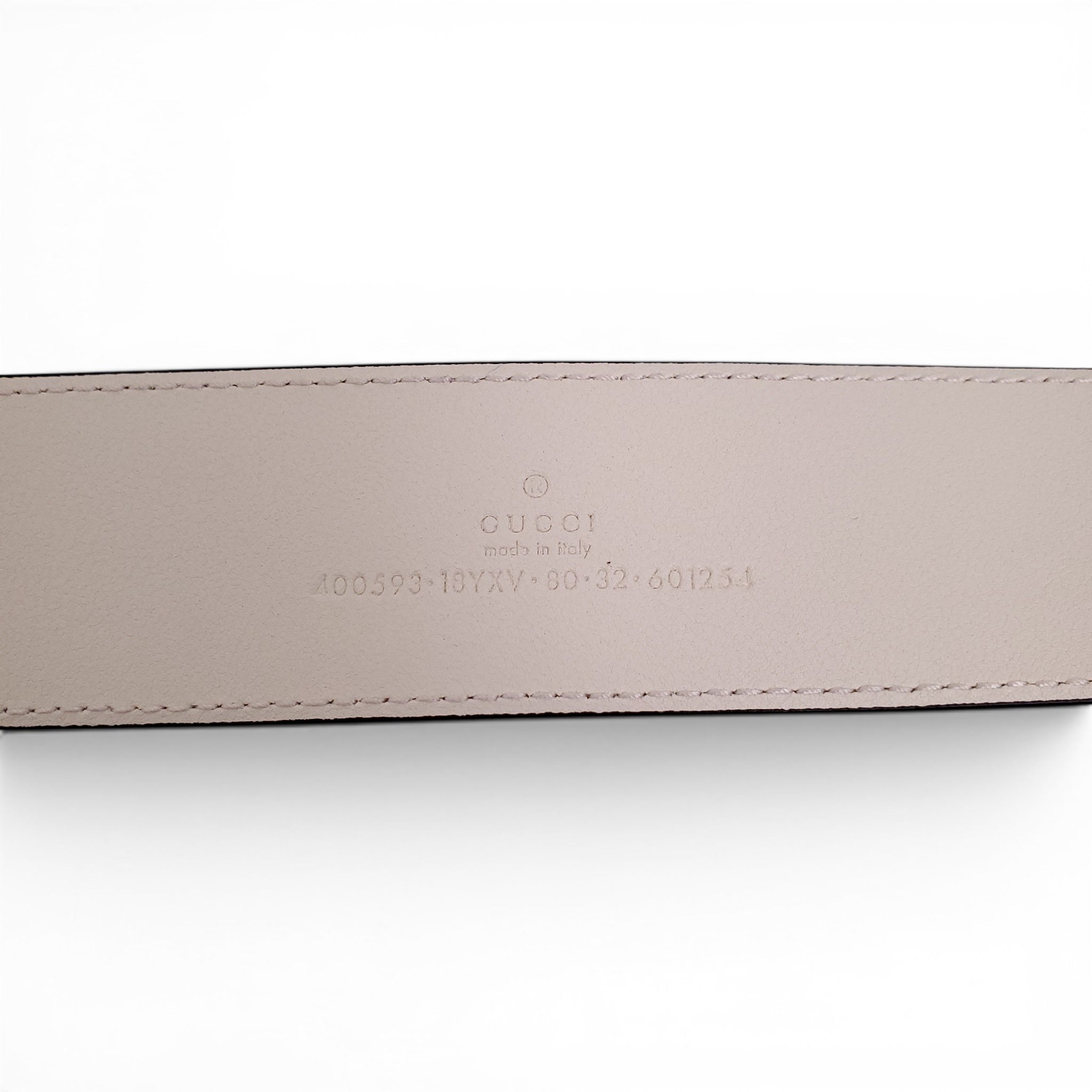 GUCCI CREAM MARMONT LOGO BELT - SIZE 80