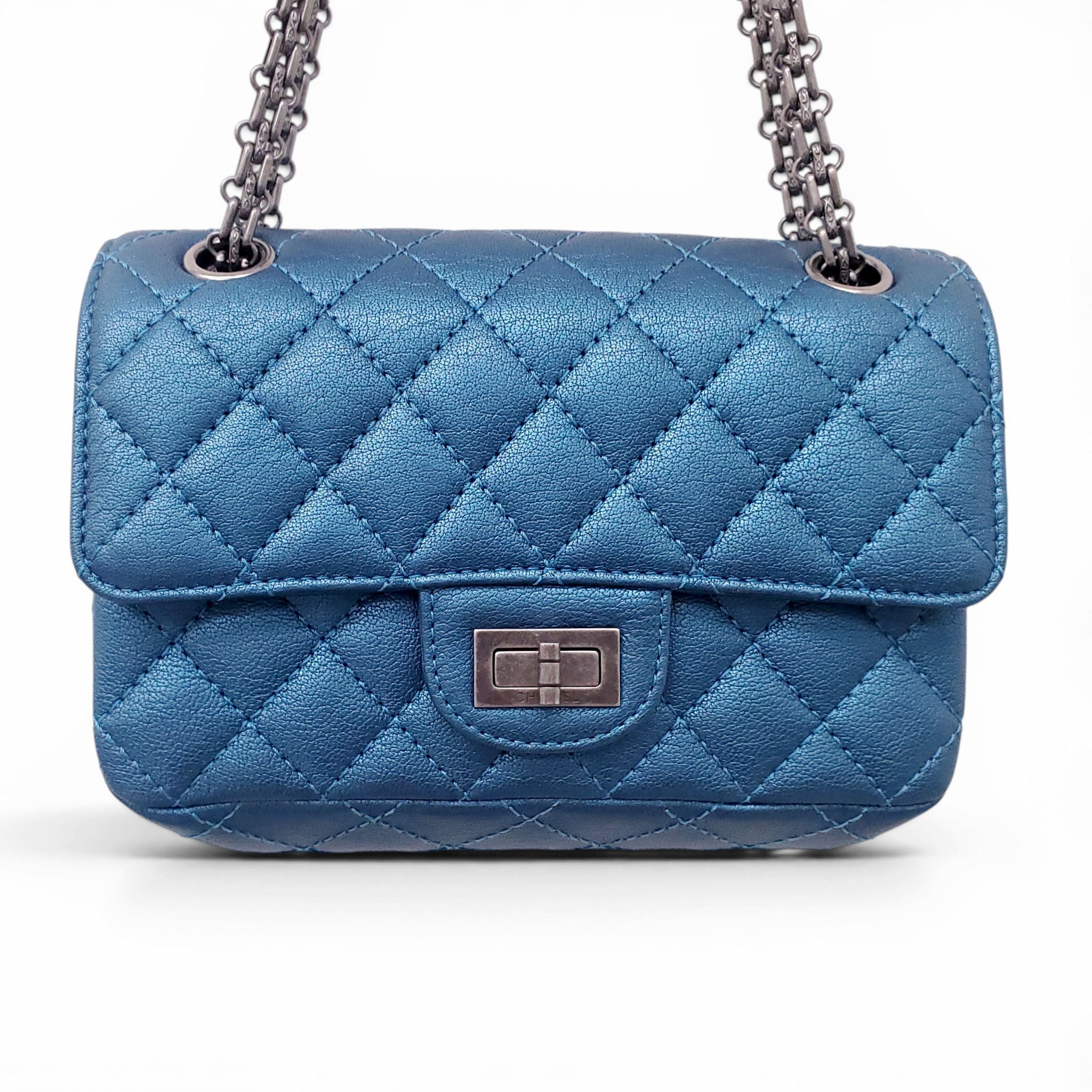 CHANEL BLUE METALLIC RE-ISSUE BAG
