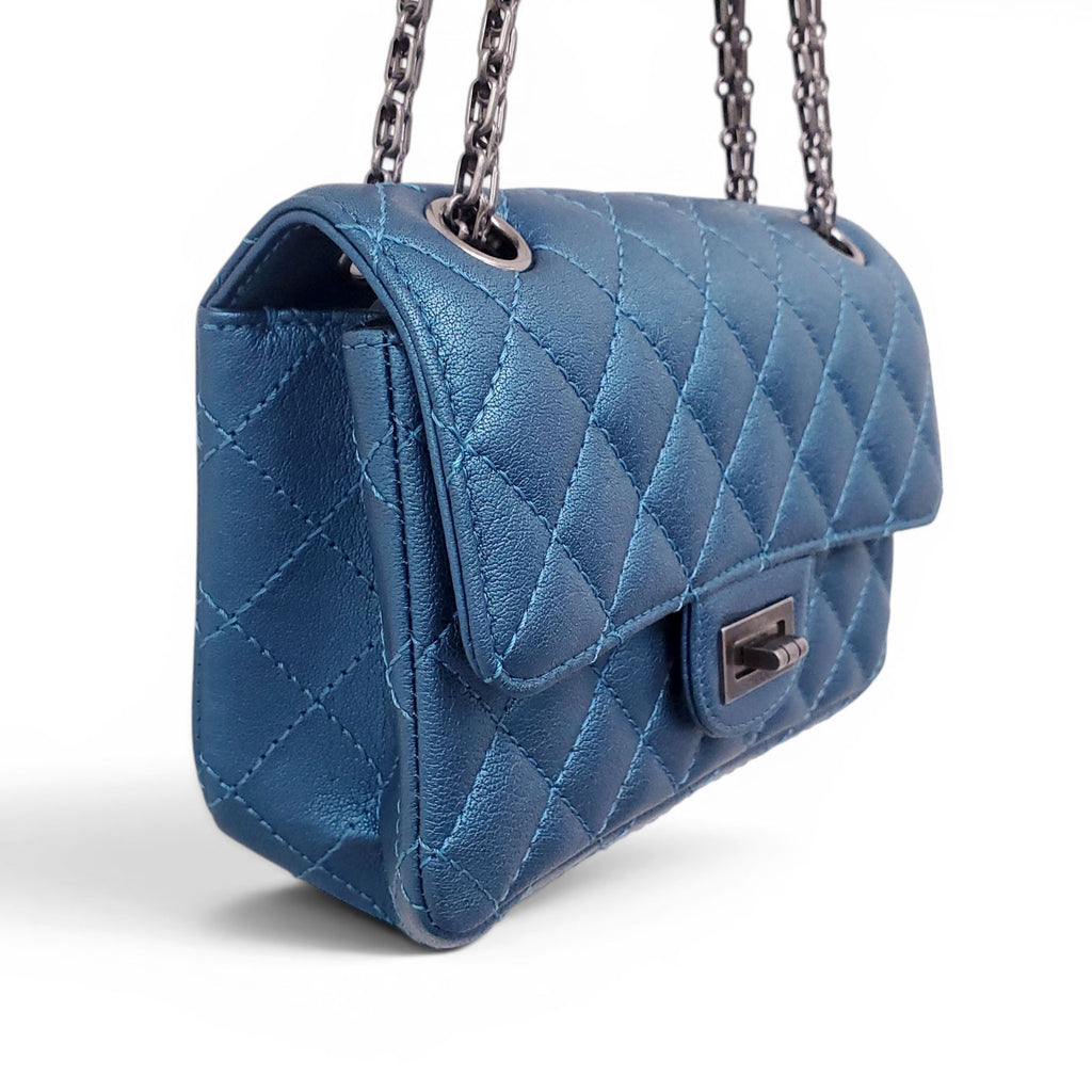 CHANEL BLUE METALLIC RE-ISSUE BAG