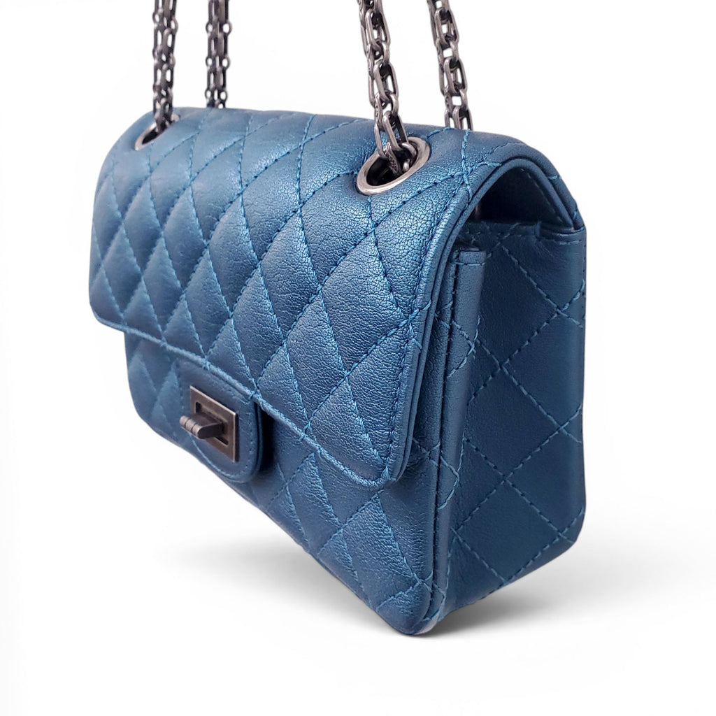 CHANEL BLUE METALLIC RE-ISSUE BAG