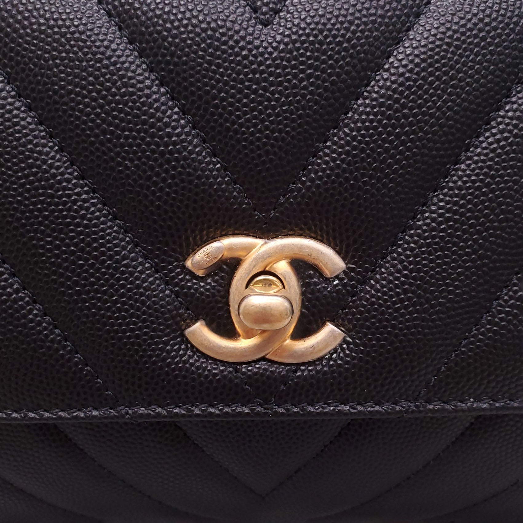 CHANEL BLACK LIZARD HANDLE COCO BAG