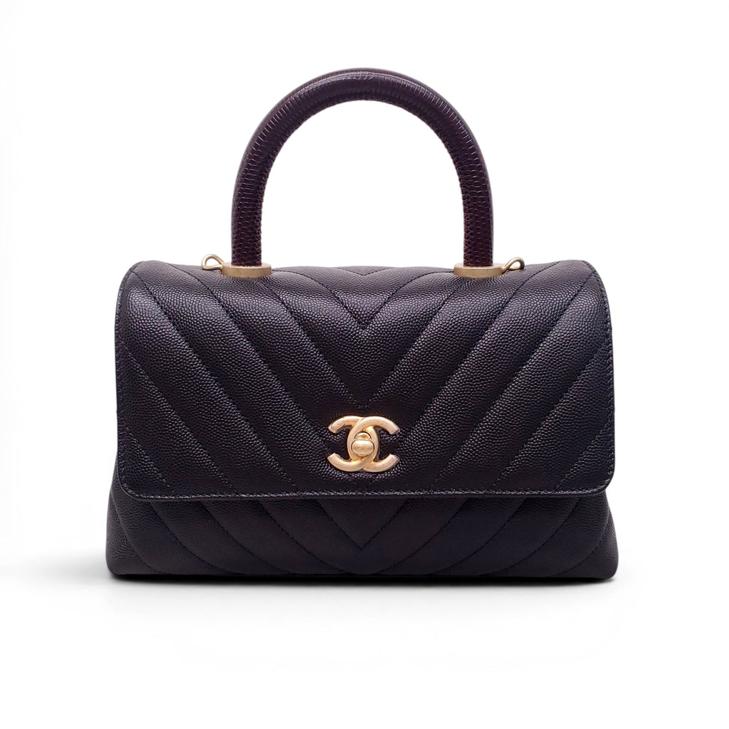 CHANEL BLACK LIZARD HANDLE COCO BAG