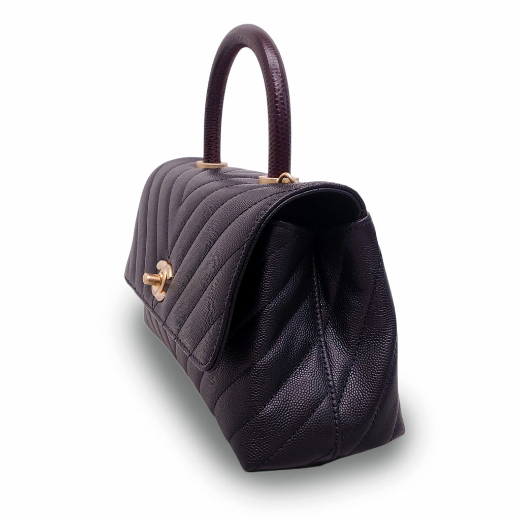 CHANEL BLACK LIZARD HANDLE COCO BAG